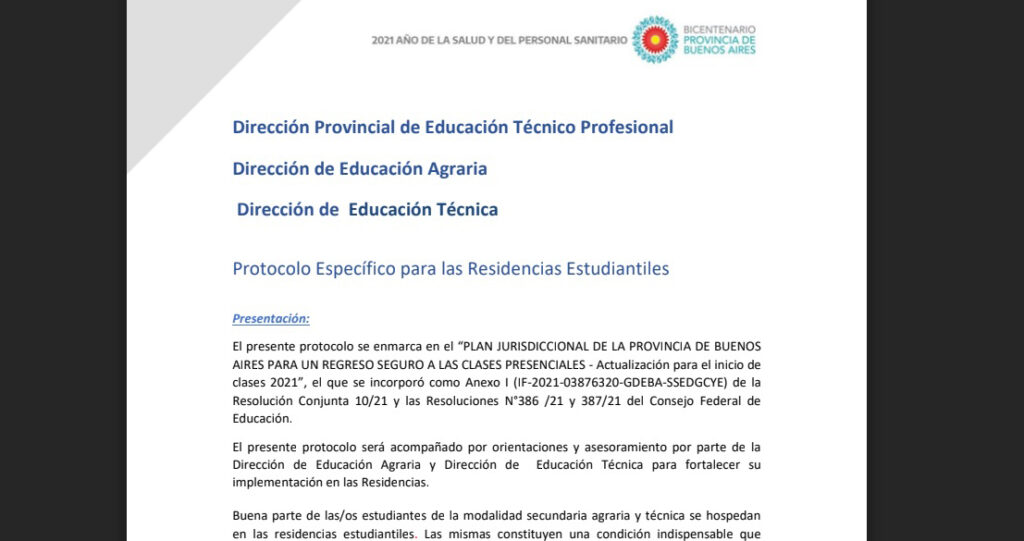 Habilitaron las residencias estudiantiles en escuelas agrarias de Buenos Aires